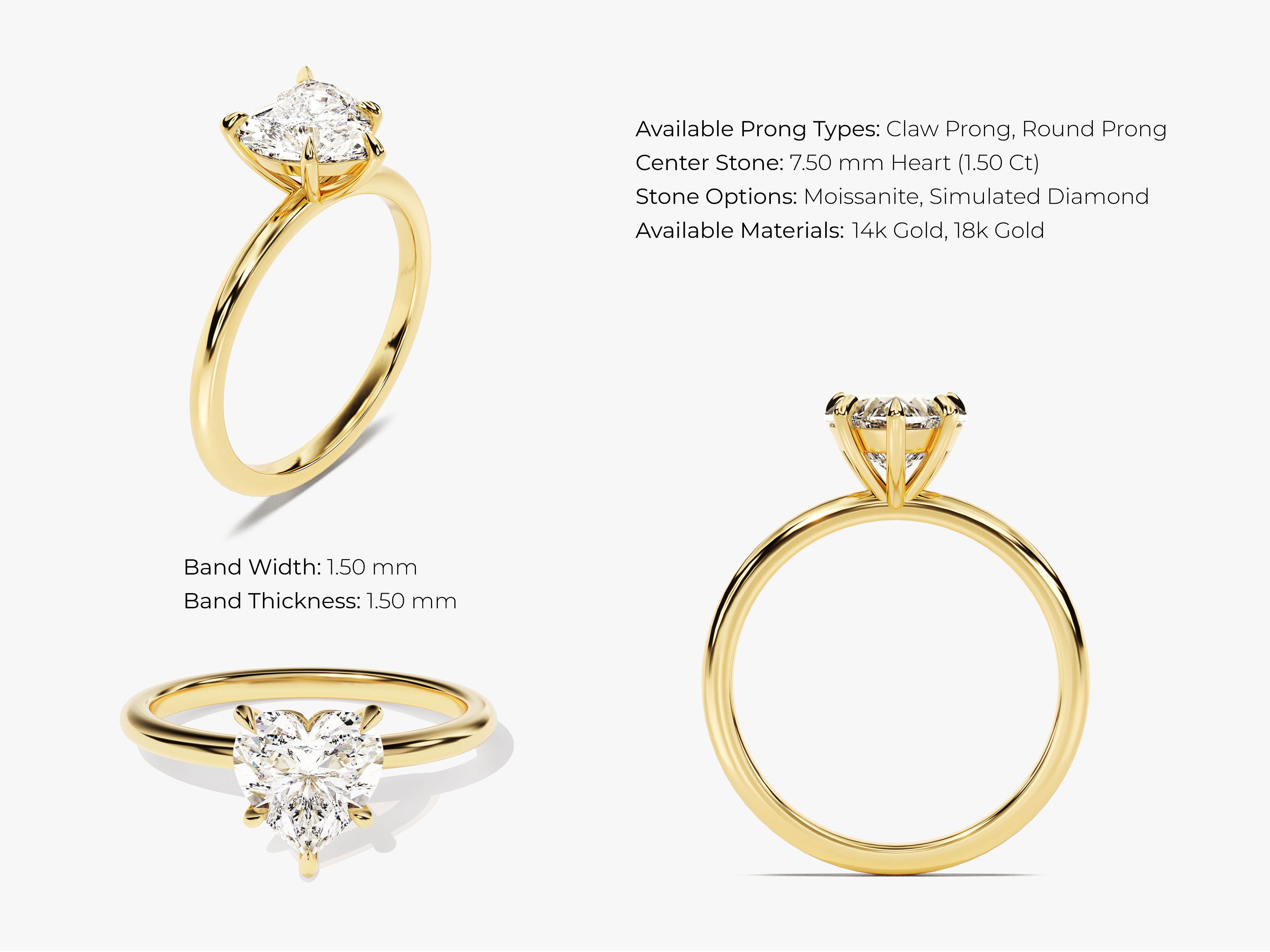 Gold ring with heart-shaped diamond, jewelry, engagement ring