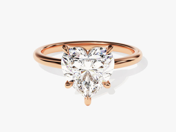 Rose gold ring with a heart-shaped diamond engagement ring