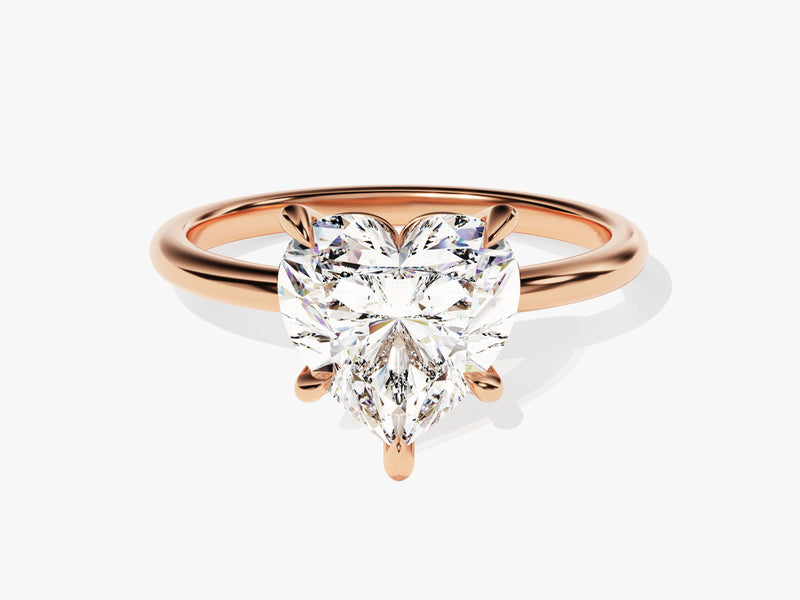 Heart-shaped diamond ring in rose gold setting