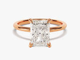 Radiant cut diamond engagement ring in rose gold setting