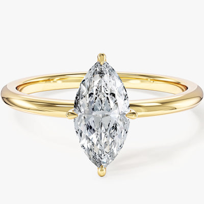 Verlobungsring mit Solitär-Moissanit im Marquise-Schliff (1,00 ct)