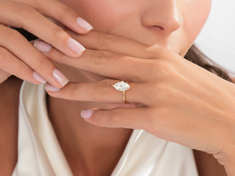 Marquise Cut Solitaire Moissanite Engagement Ring (3.00 CT)
