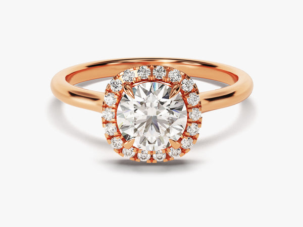 Rose gold oval diamond halo engagement ring