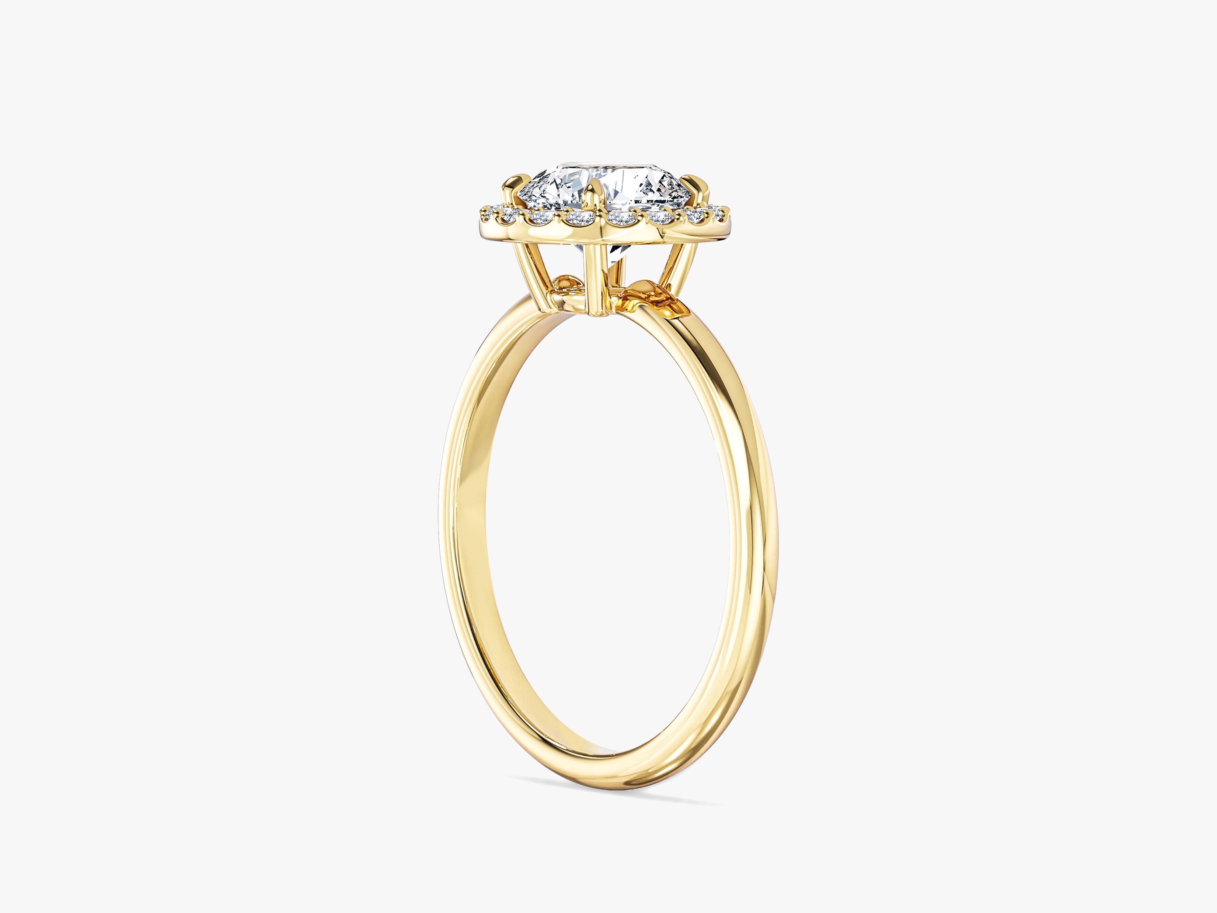 Runder Verlobungsring mit Halo-Fassung und im Labor gezüchtetem Diamanten (1,00 ct)