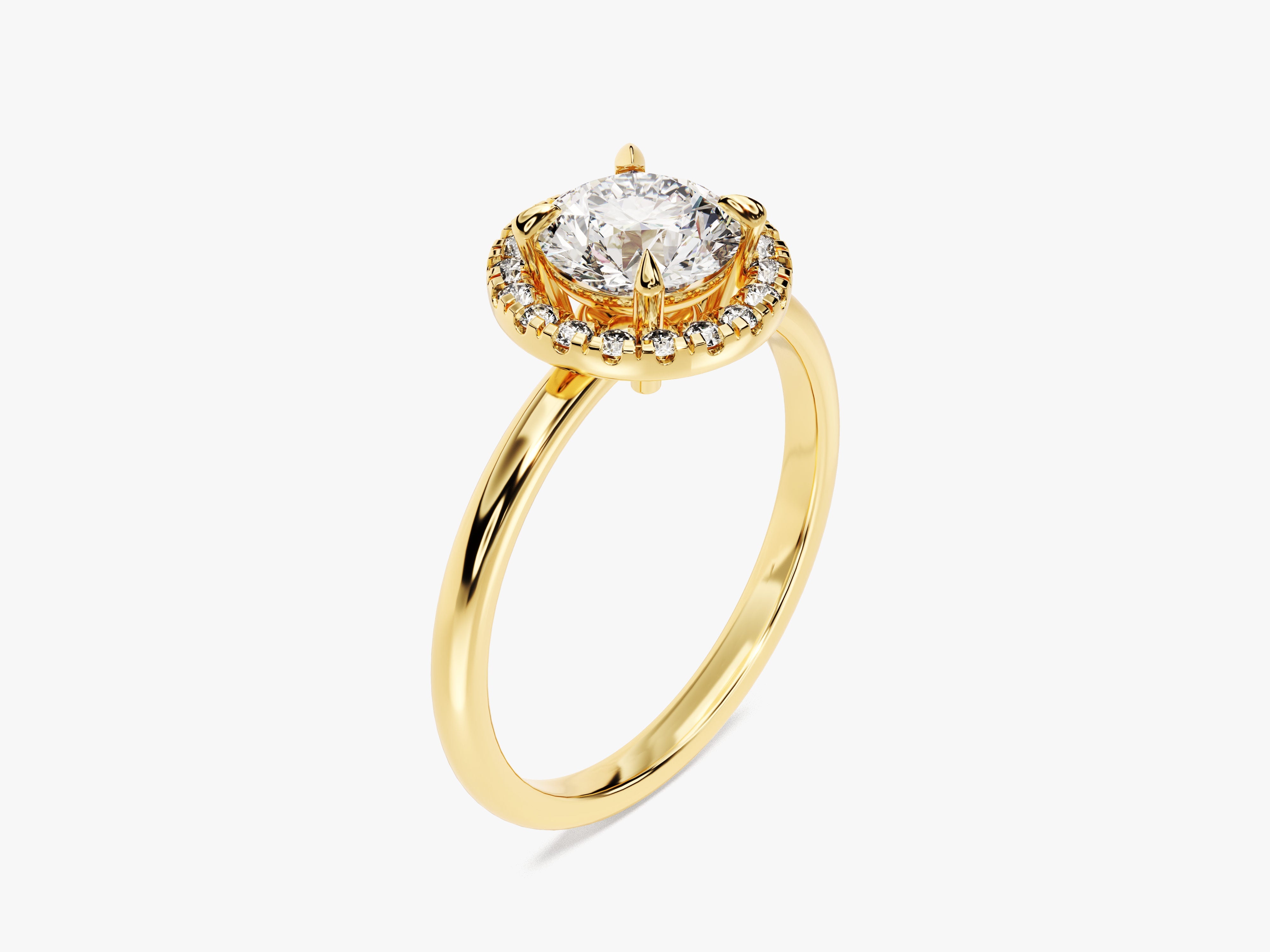 Gold diamond halo engagement ring for jewelry firm