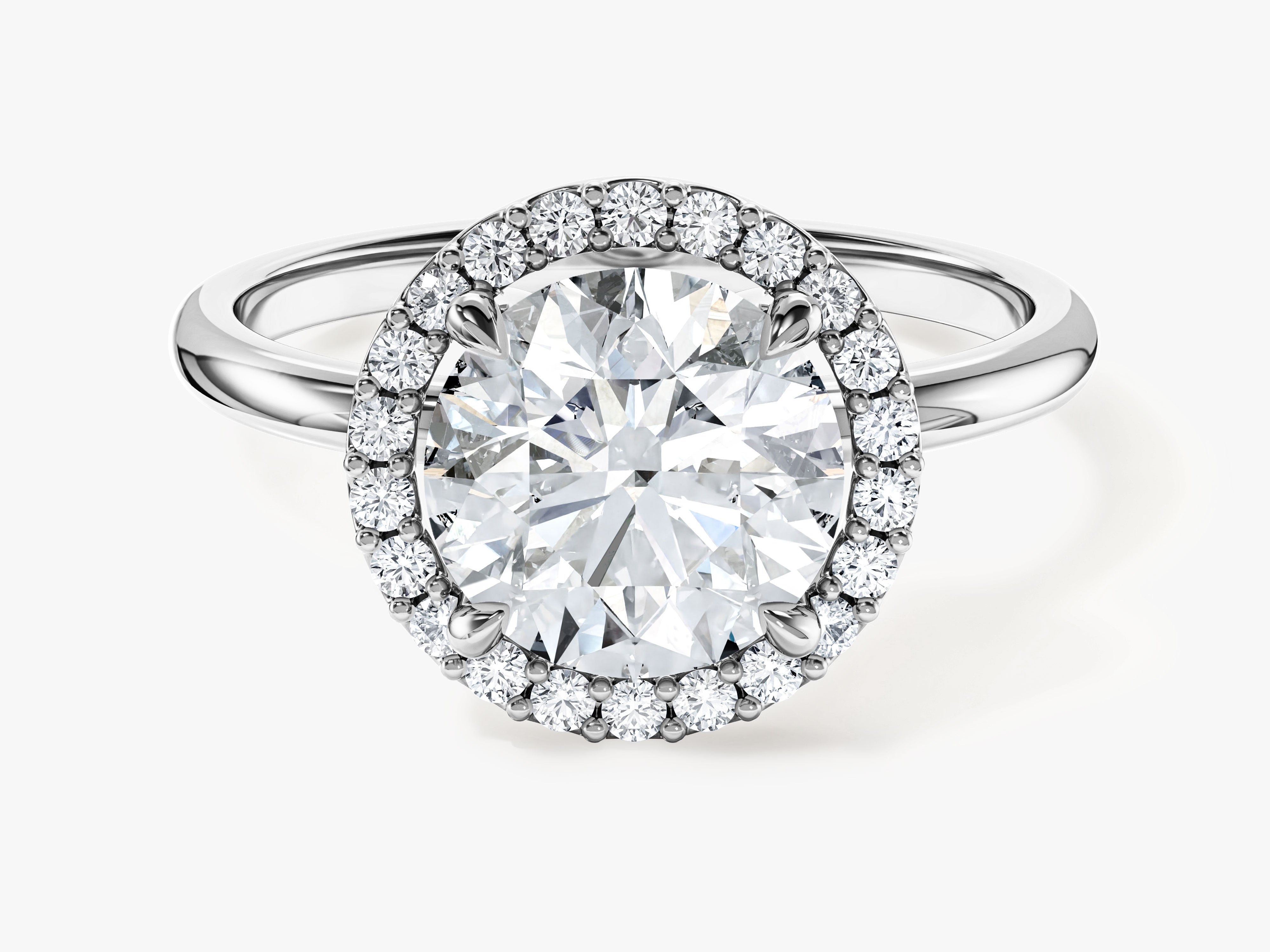 Round Halo Moissanite Engagement Ring (2.00 CT)