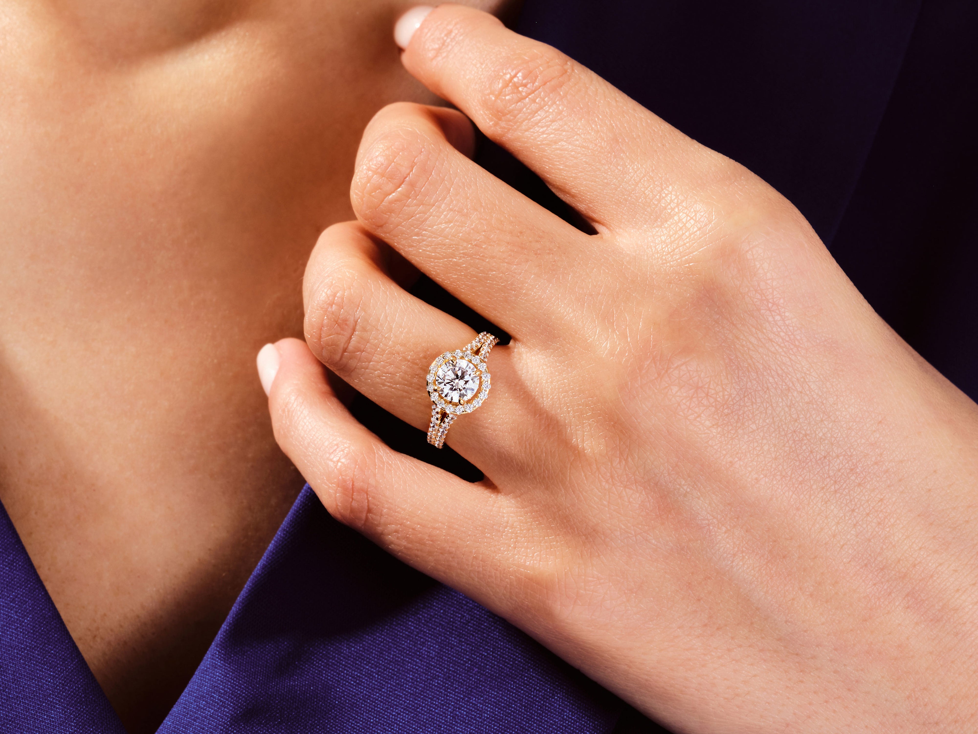 Diamond engagement ring on a woman's hand