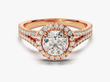 Split Double Band Halo Lab Grown Diamond Engagement Ring (1.00 CT)