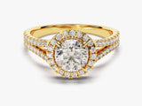 Split Double Band Halo Diamond Engagement Ring (1.00 CT)