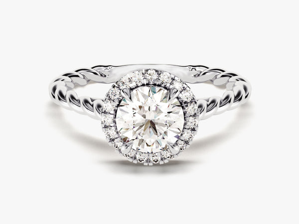 Twisted Halo Moissanite Engagement Ring (1.00 CT)