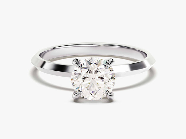 Knife Edge Round Lab Grown Diamond Engagement Ring (1.00 CT)