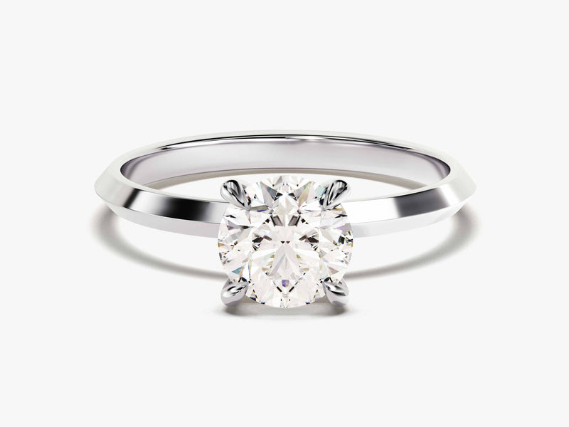 Knife Edge Round Moissanite Engagement Ring (1.00 CT)