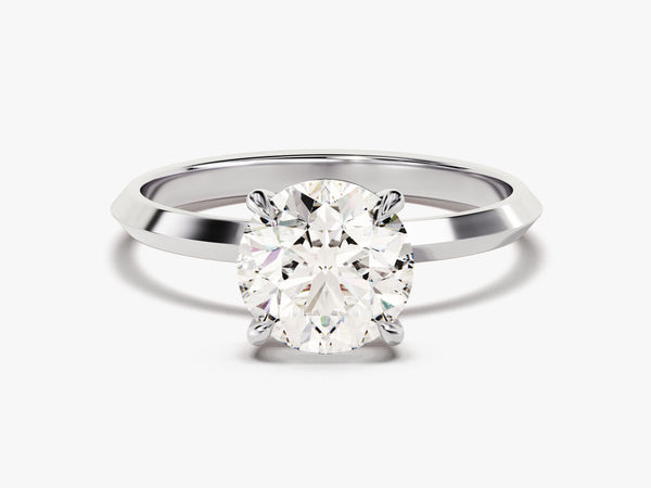 Knife Edge Round Moissanite Engagement Ring (1.50 CT)