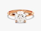 Knife Edge Round Lab Grown Diamond Engagement Ring (2.00 CT)