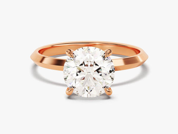 Knife Edge Round Moissanite Engagement Ring (2.00 CT)