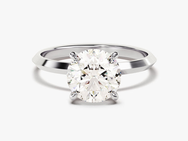 Knife Edge Round Diamond Engagement Ring (2.00 CT)