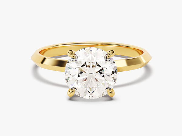 Knife Edge Round Lab Grown Diamond Engagement Ring (2.00 CT)