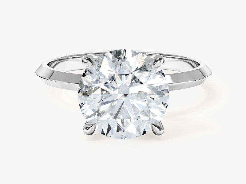 Knife Edge Round Moissanite Engagement Ring (3.00 CT)