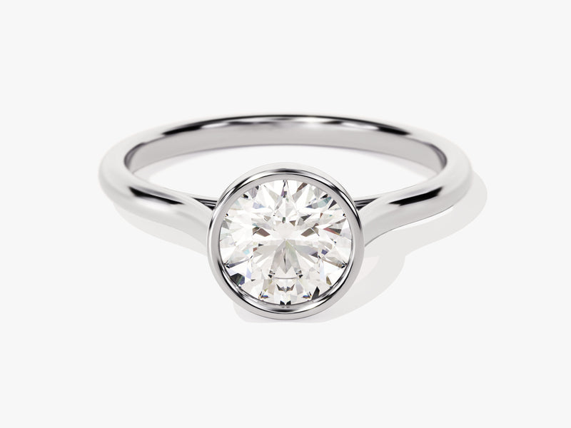 Round Bezel Solitaire Lab Grown Diamond Engagement Ring (1.00 CT)