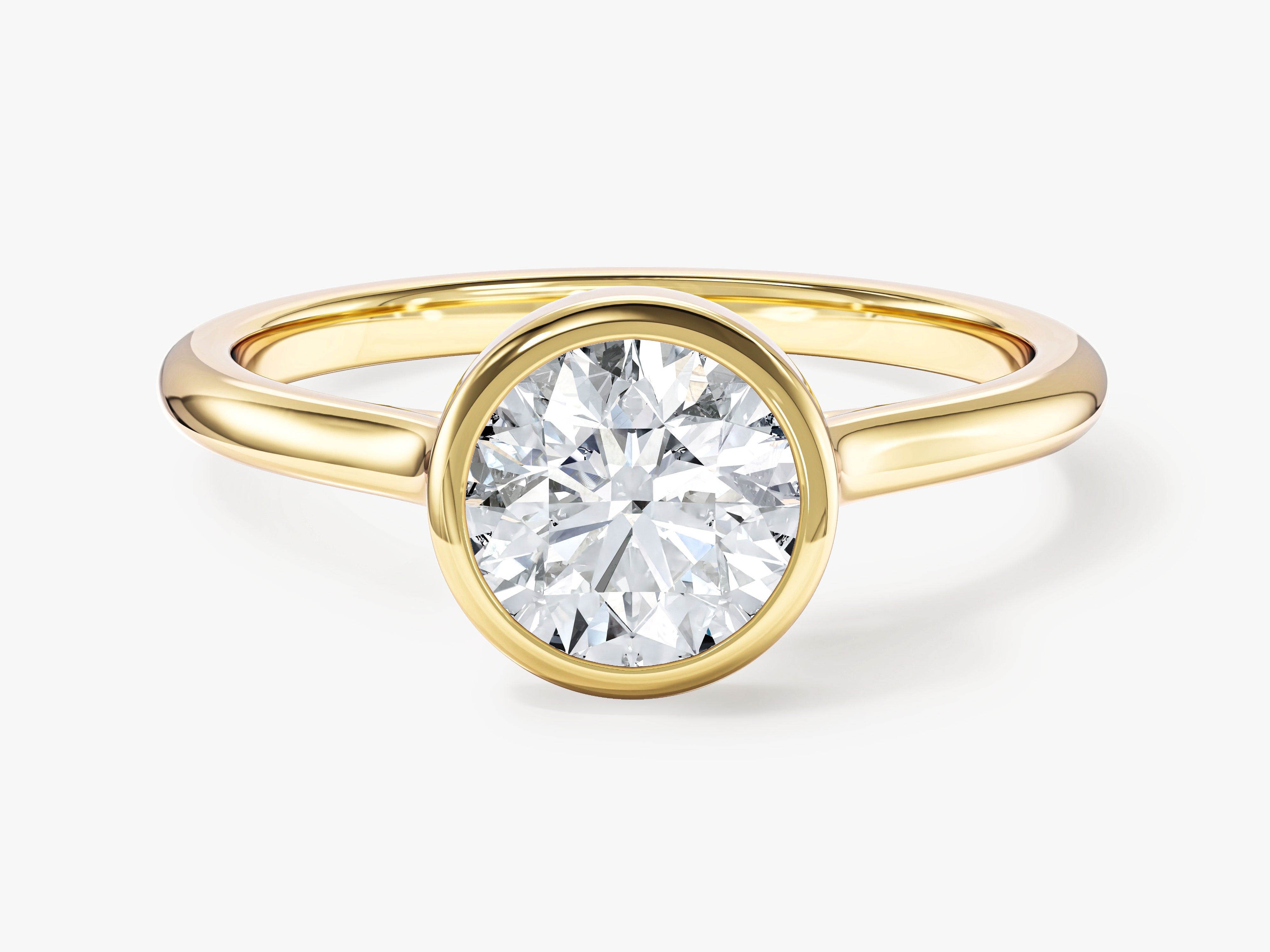Round Bezel Solitaire Lab Grown Diamond Engagement Ring (1.00 CT)