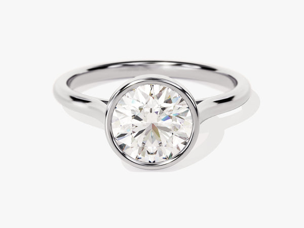 Round Bezel Solitaire Moissanite Engagement Ring (1.50 CT)