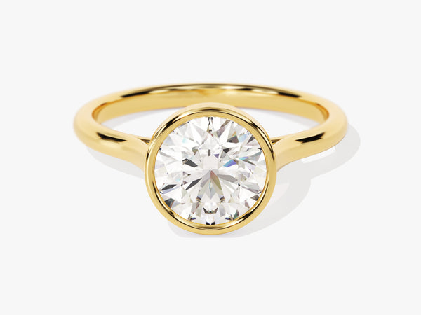 Round Bezel Solitaire Lab Grown Diamond Engagement Ring (1.50 CT)