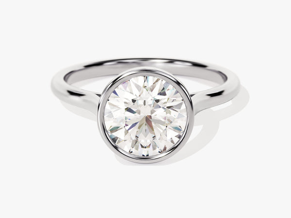 Round Bezel Solitaire Moissanite Engagement Ring (2.00 CT)