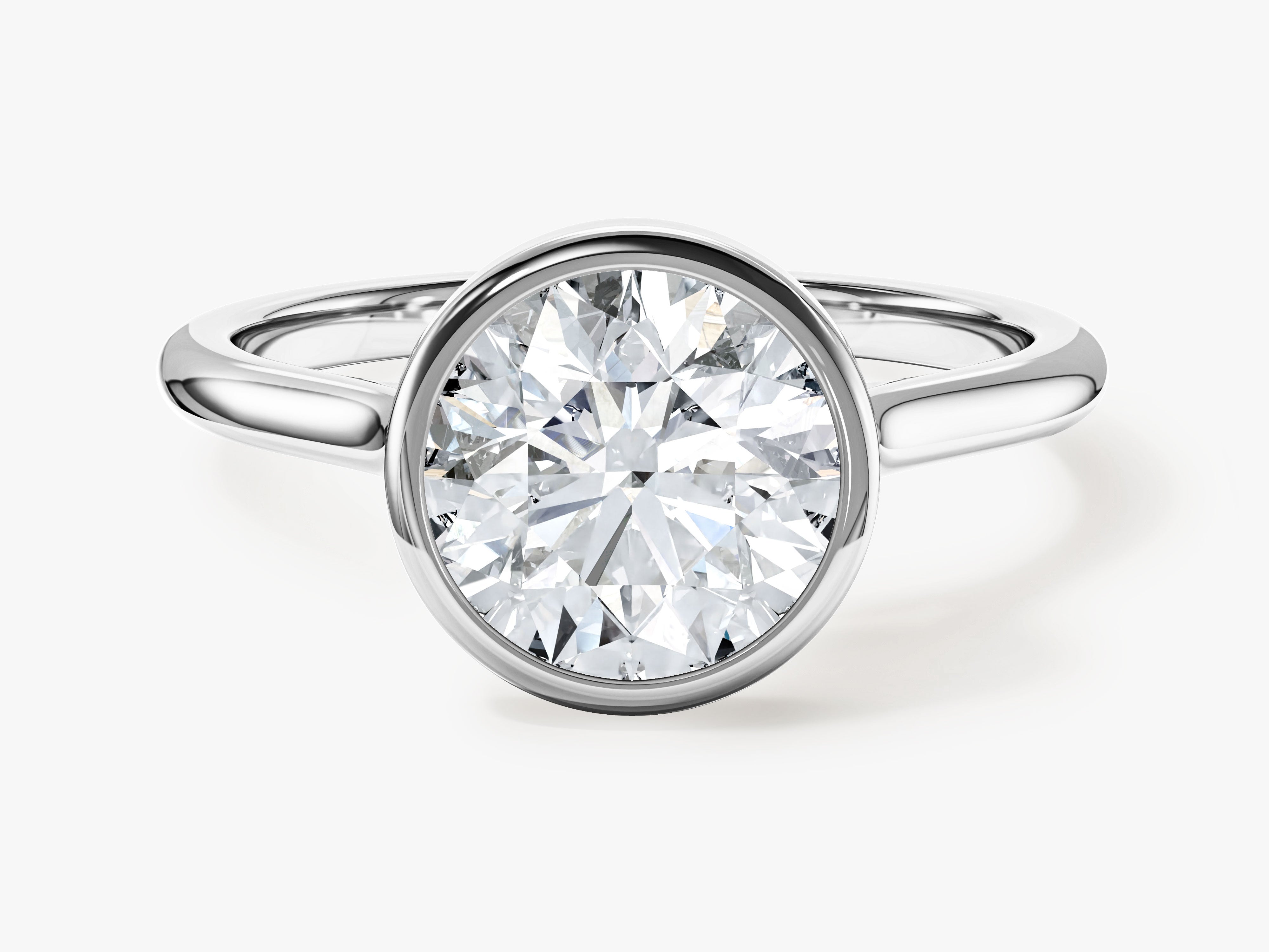 Round Bezel Solitaire Moissanite Engagement Ring (2.00 CT)