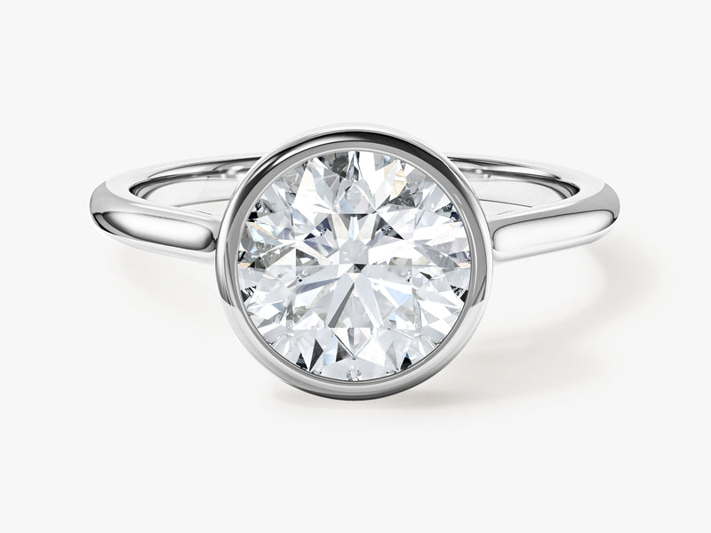 Round Bezel Solitaire Moissanite Engagement Ring (2.00 CT)