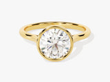 Round Bezel Solitaire Moissanite Engagement Ring (2.00 CT)