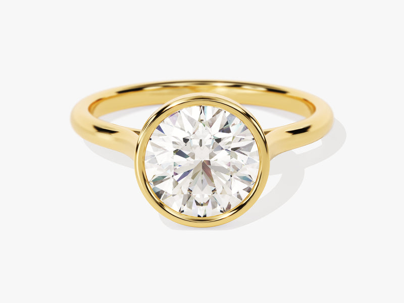 Round Bezel Solitaire Moissanite Engagement Ring (2.00 CT)