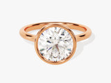 Round Bezel Solitaire Moissanite Engagement Ring (3.00 CT)