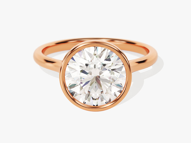 Round Bezel Solitaire Moissanite Engagement Ring (3.00 CT)