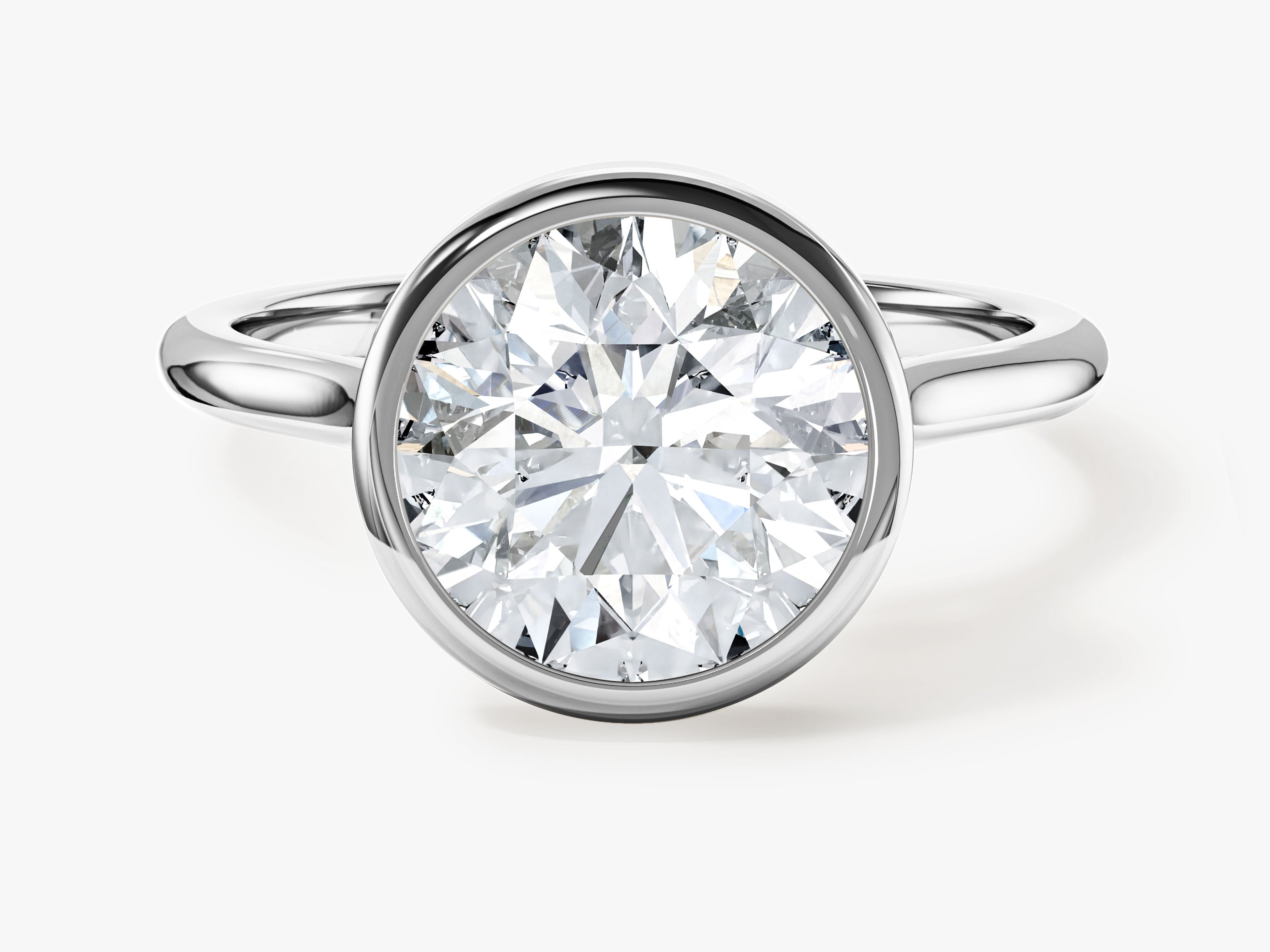 Round Bezel Solitaire Moissanite Engagement Ring (3.00 CT)