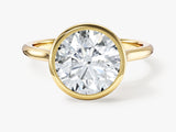 Round Bezel Solitaire Lab Grown Diamond Engagement Ring (3.00 CT)