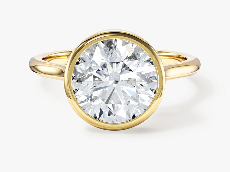 Round Bezel Solitaire Moissanite Engagement Ring (3.00 CT)