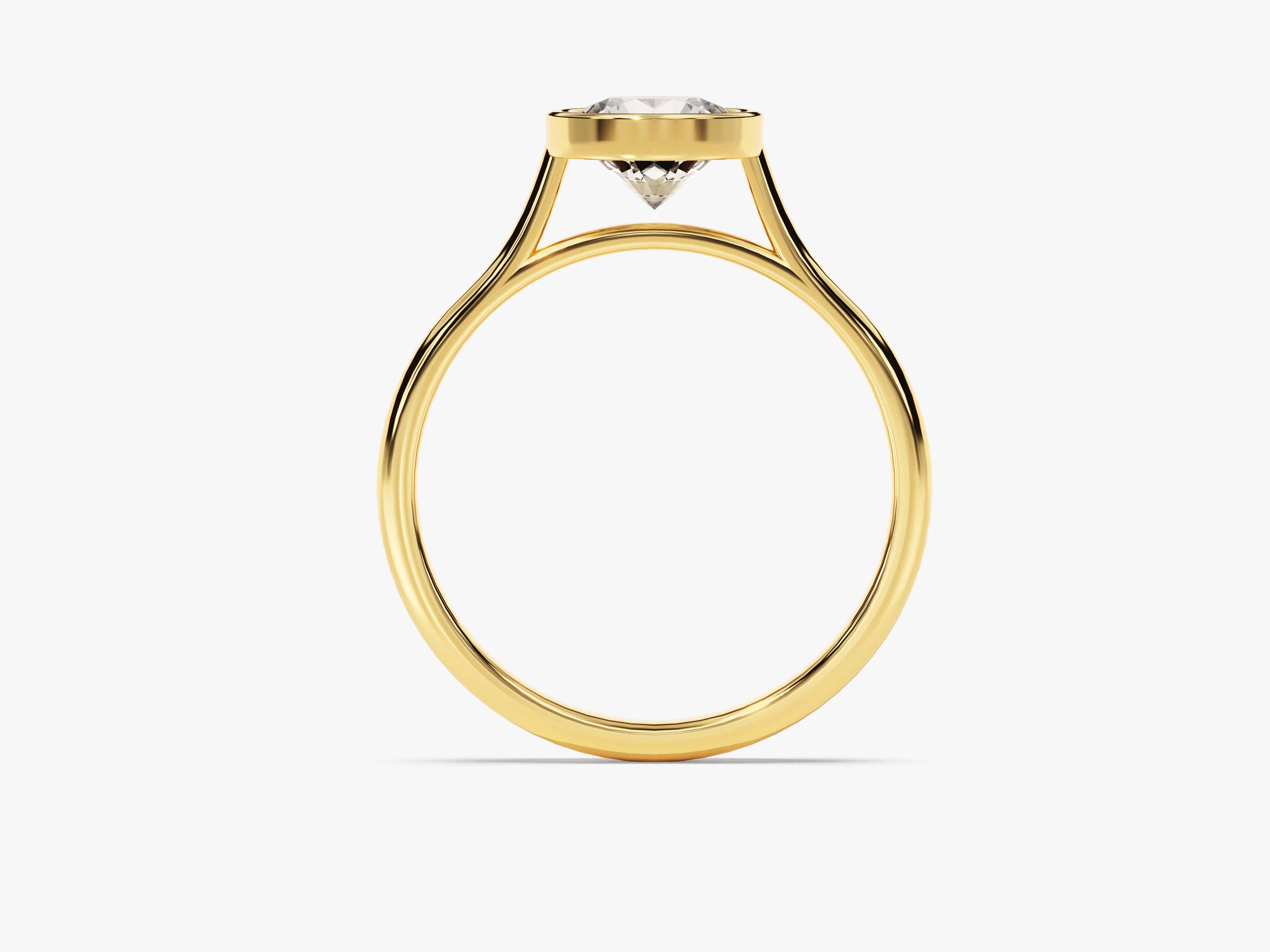 Gold bezel set diamond ring, fine jewelry, engagement ring