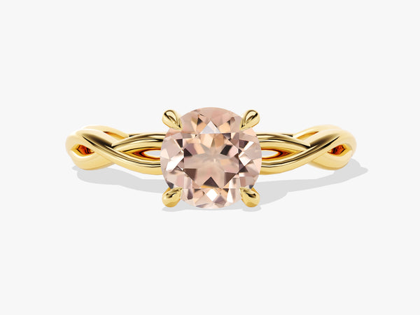 Twisted Round Cut Peach Morganite Engagement Ring