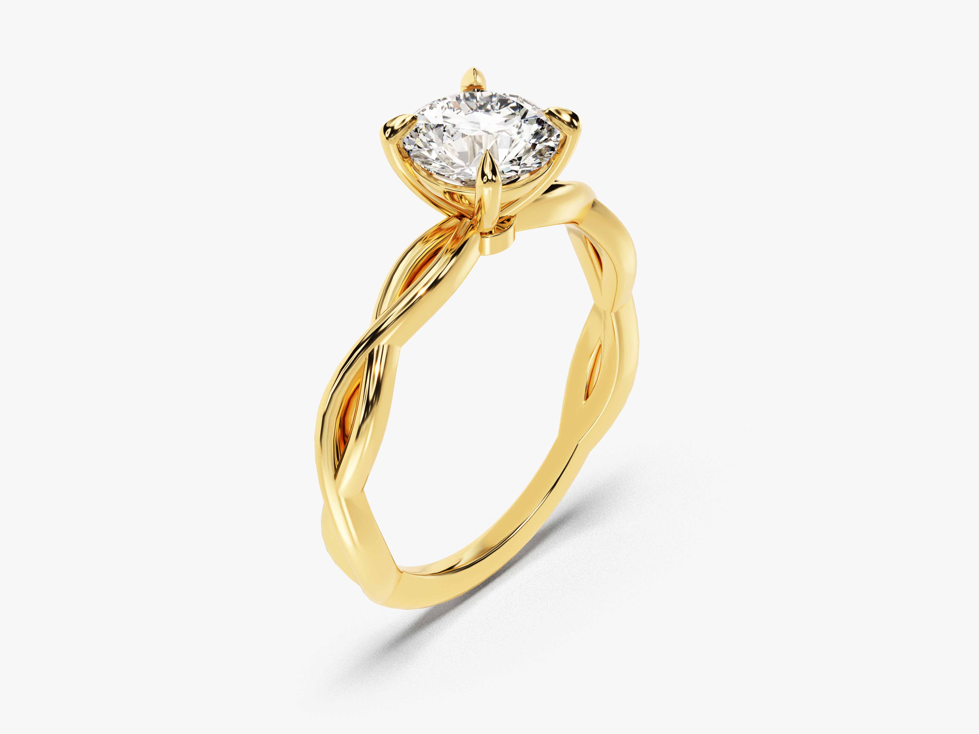 Gold twisted band diamond engagement ring jewelry