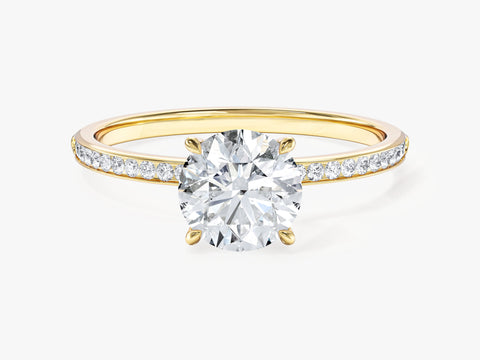 Round Cut Moissanite Engagement Ring with Channel Set Sidestones (1.00 CT)