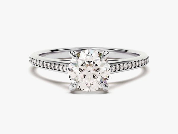Channel Set Round Cut Moissanite Engagement Ring (1.00 CT)