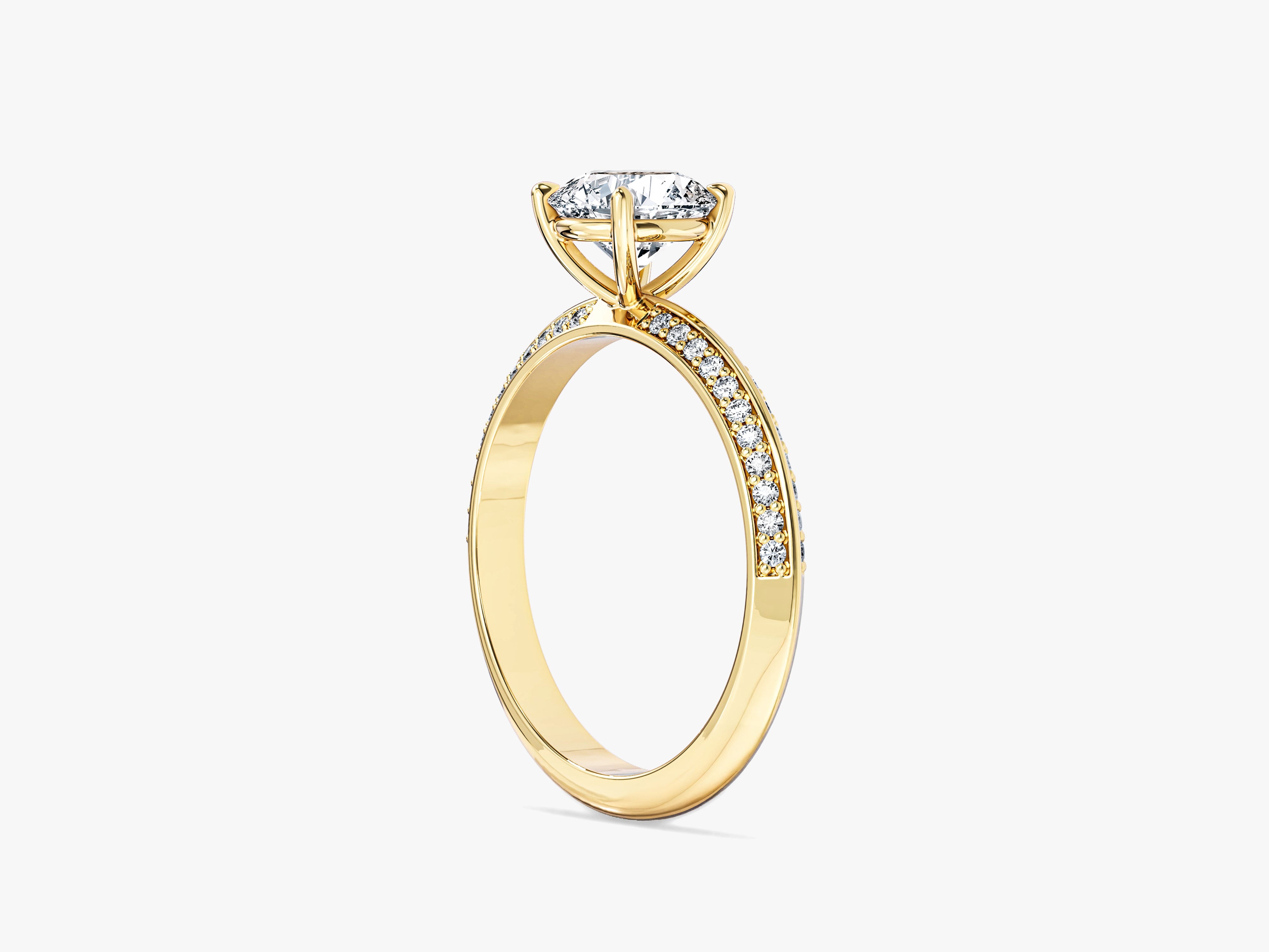 Verlobungsring mit Pavé-Fassung, Milgrain-Klingenschliff und Moissanit (1,00 ct)