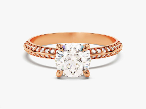 Rose gold diamond ring with oval cut center stone