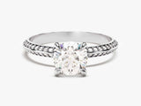 Pave Set Milgrain Knife Edge Diamond Engagement Ring (1.00 CT)