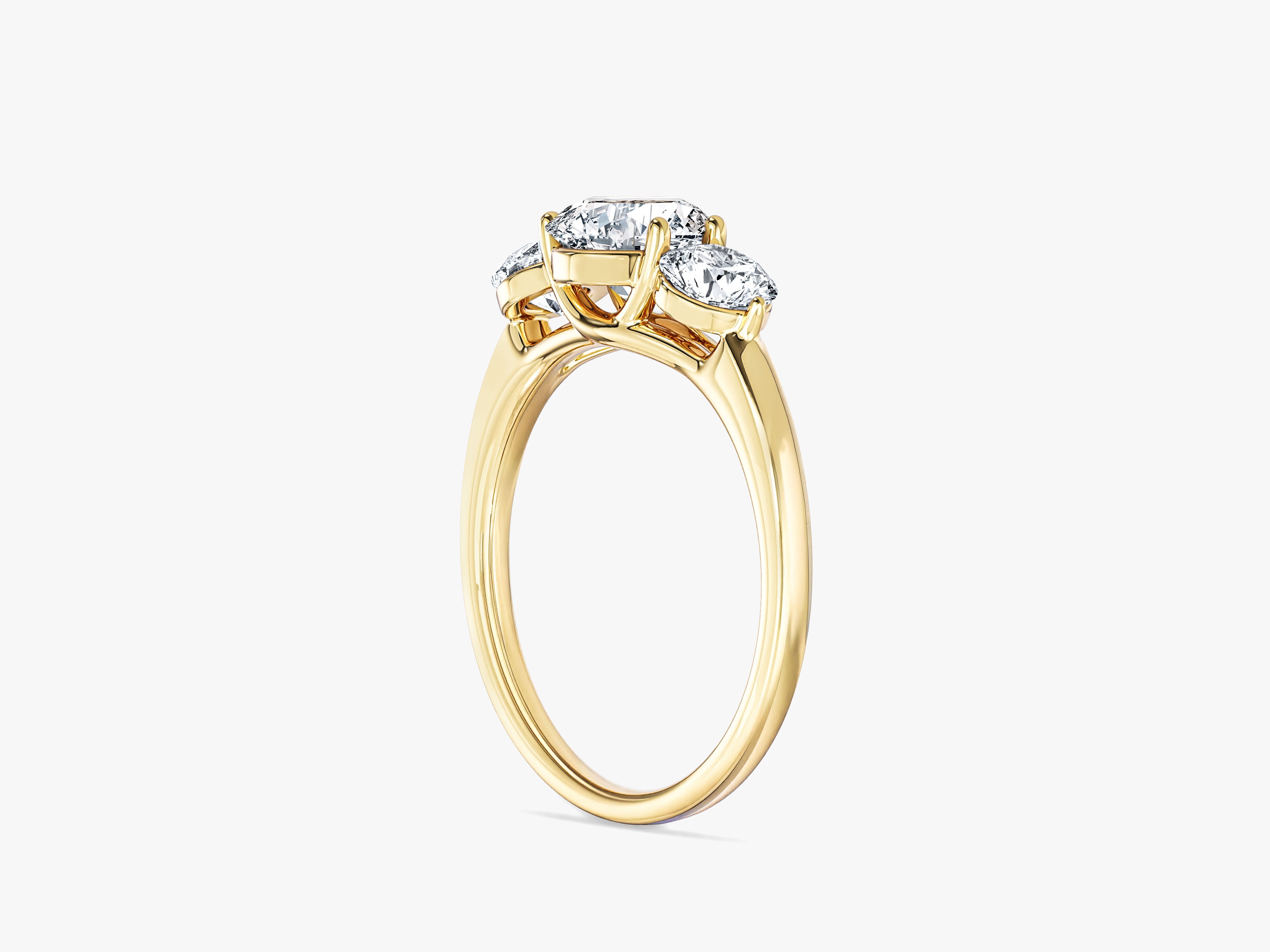 Runder Moissanit-Verlobungsring mit drei Steinen (1,75 ct)