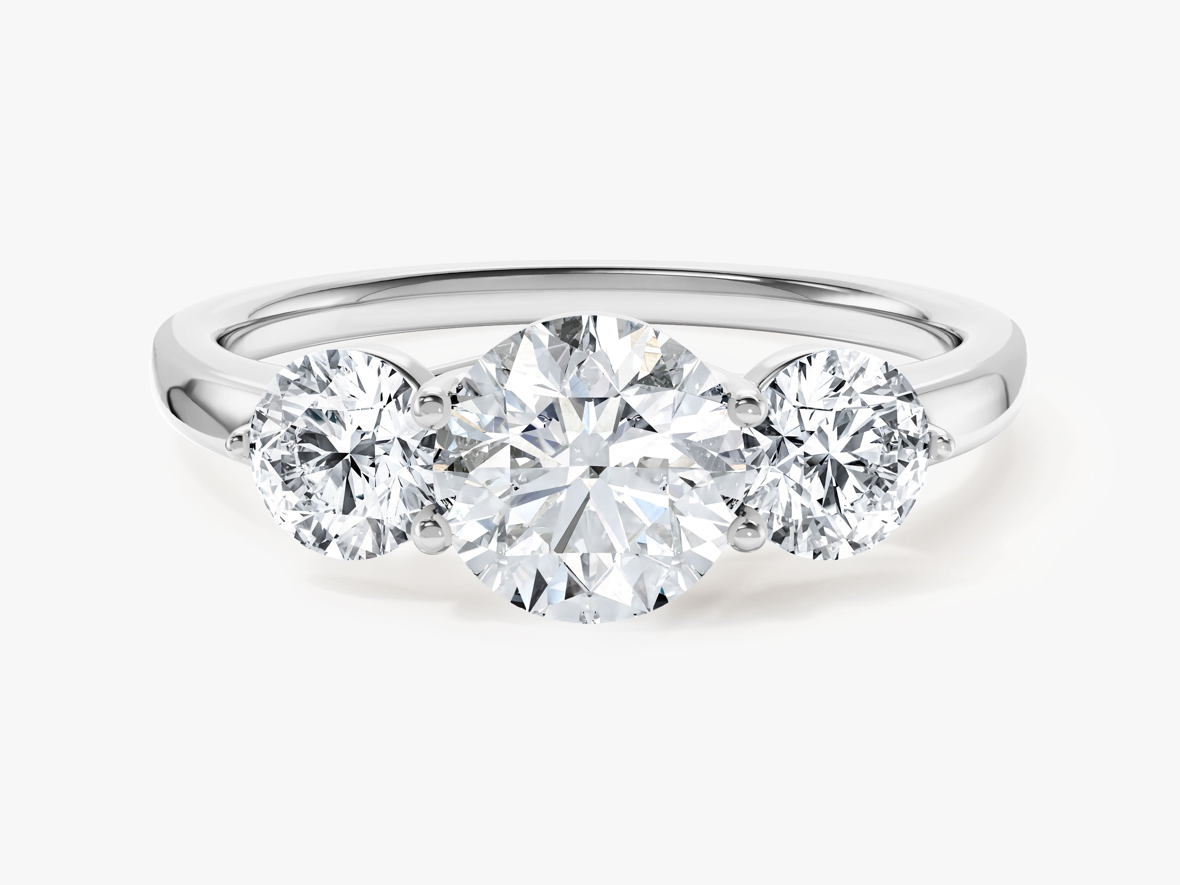 Round Cut Three Stone Moissanite Engagement Ring (1.75 CT)