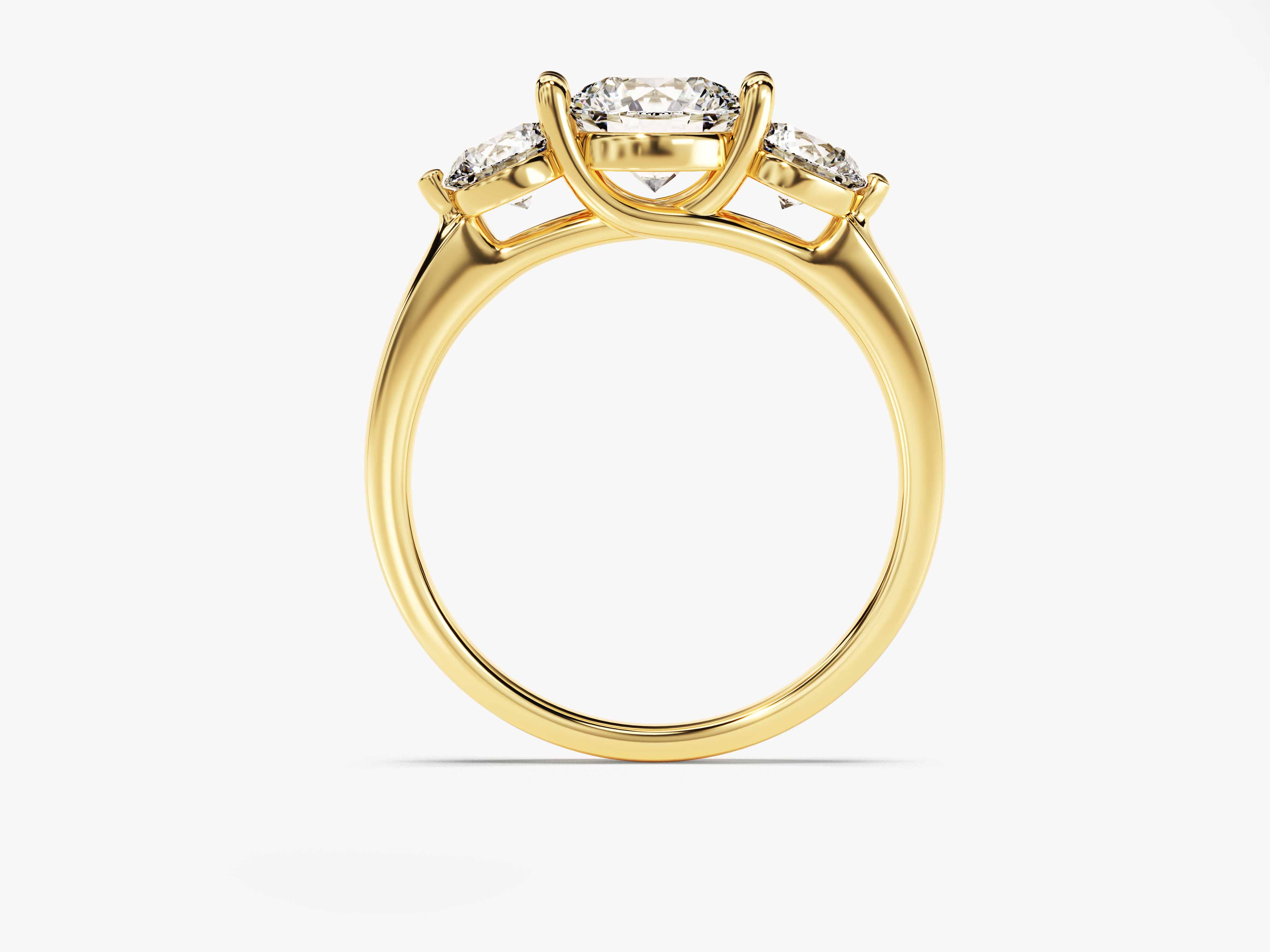 Gold three-stone diamond engagement ring from jewelry company