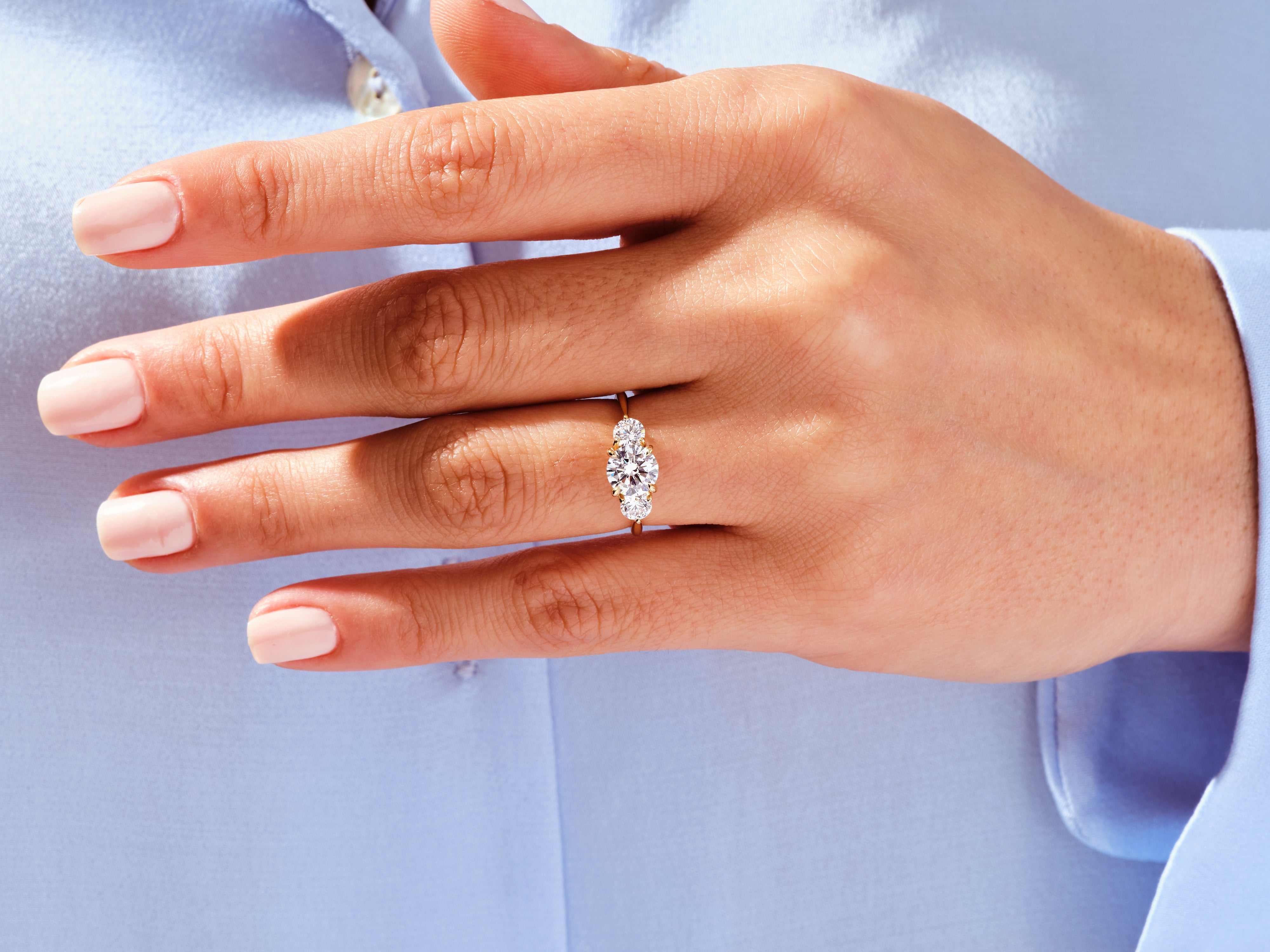 Diamond engagement ring on a woman's hand