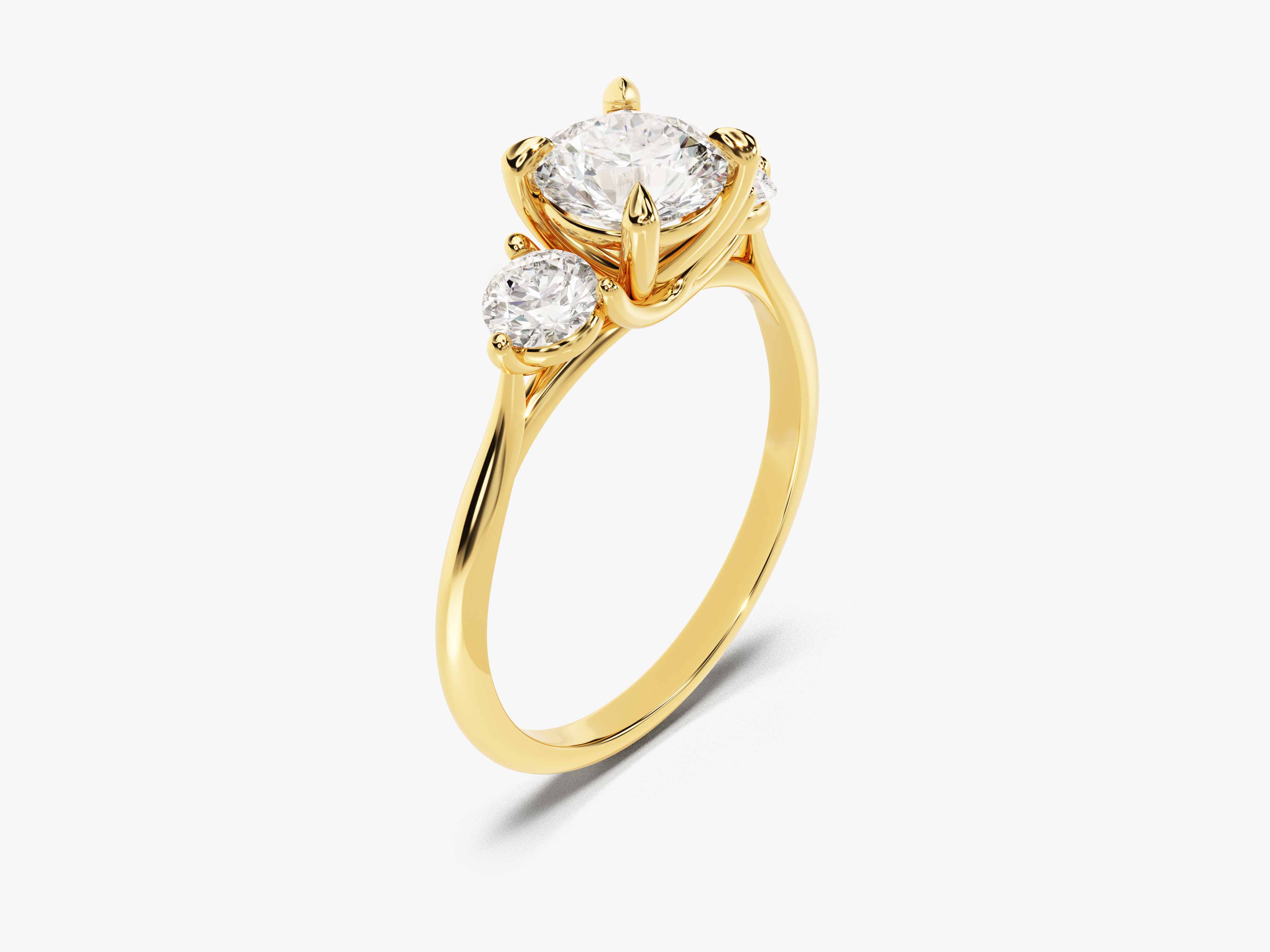 Gold ring with three diamonds, fine jewelry, engagement ring