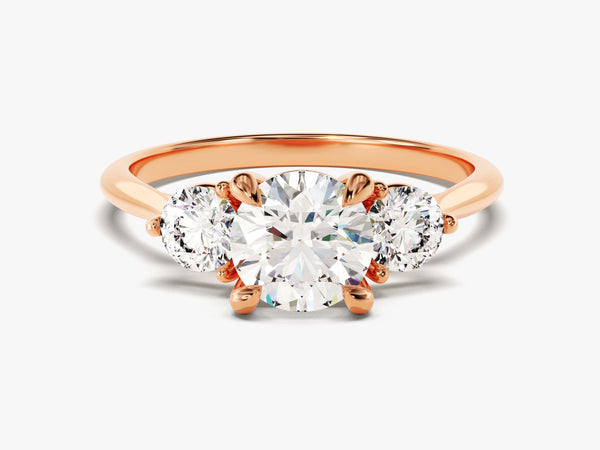 Rose gold three-stone diamond engagement ring jewelry